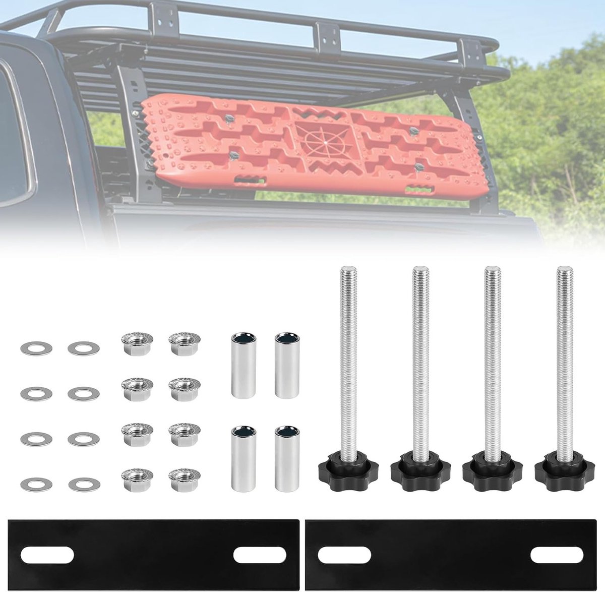 Sandplaat Houder Accessoires voor Offroad Voertuigen - Start Hulp, Traction Mat en Installatie Kit voor Dakkoffer en Bagage Drager