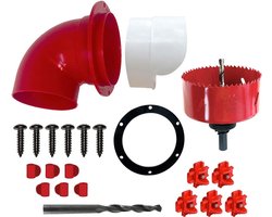 RentACoop DIY Kippenvoer- en watertoevoerset - Automatische kippenvoerbak zonder afval - Inclusief 2 grote poorten, 5 horizontale tepels, gatzaag, regenkappen, boor, schroeven, vleugelnoten en