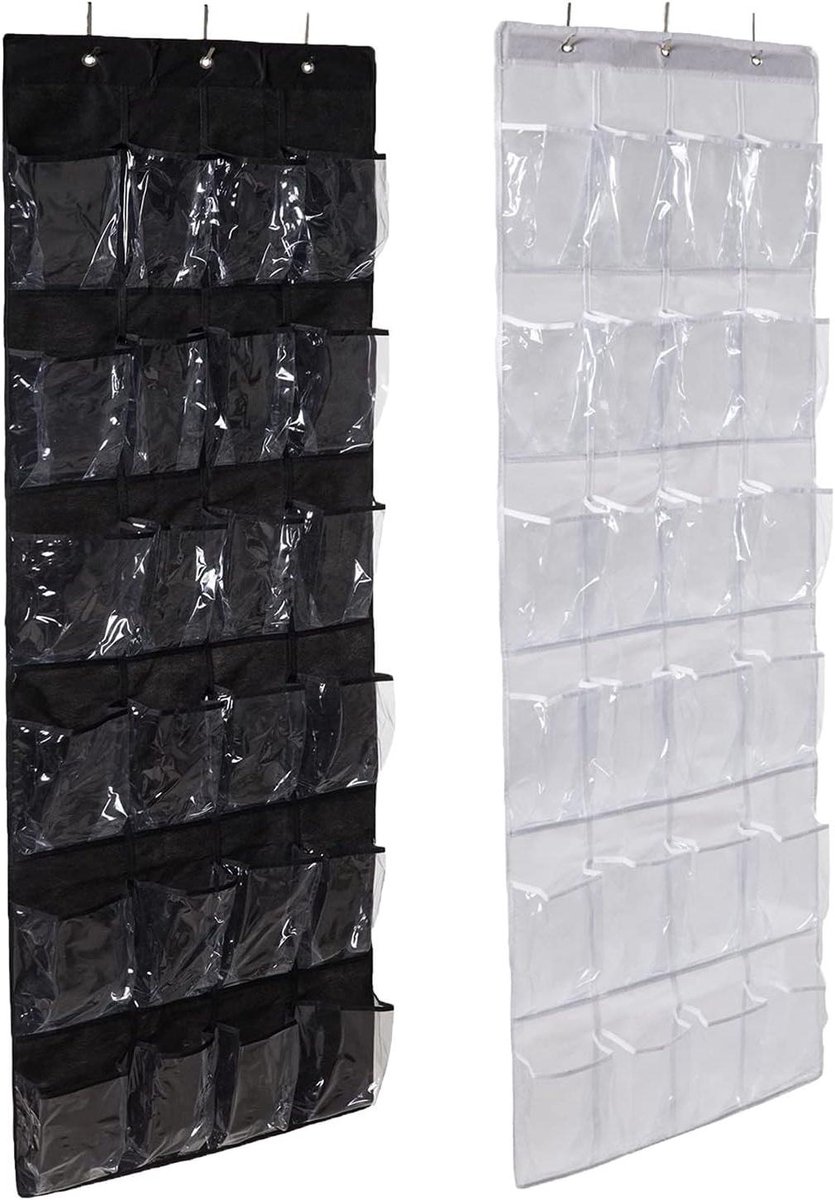 Schoenen Organizer - Deur Opslag - Ruimte Besparen - 24 Compartimenten - 12 Paar - Zwart Wit