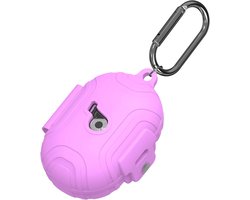 (Lock Buckle) Compatible with Anker Soundcore Space A40 Case, Soft Silicone Case for Soundcore Space A40, Shockproof Anti-Scratch Protective Cover with Carabiner (Purple)