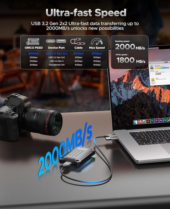 Draagbare Externe SSD 512GB - Robuuste Aluminium Behuizing — afbeelding 2