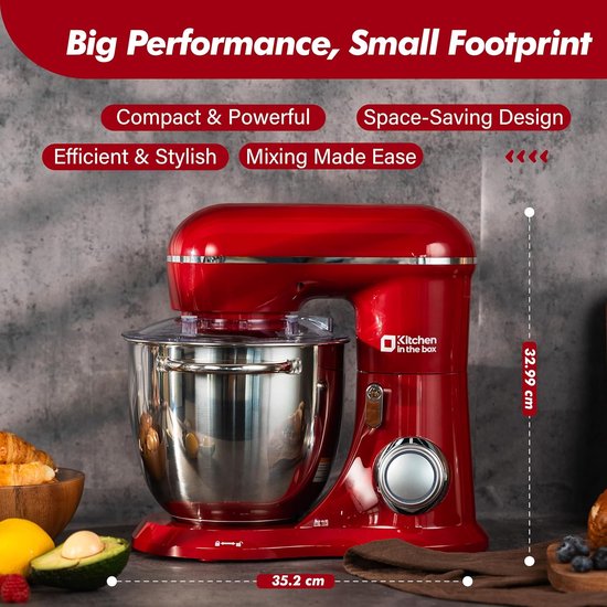 Krachtige Keukenmachine 1300W met 6L Kom - Kneedmachine & Mixer met 10 Snelheden — afbeelding 4