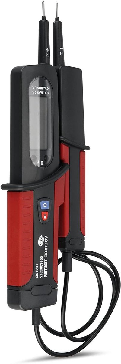 Stroomtester Digitaal - Spanningszoeker AC/DC - Elektra Controleren - IP64 Spatwaterdicht - 6-690V - Zwart-Rood