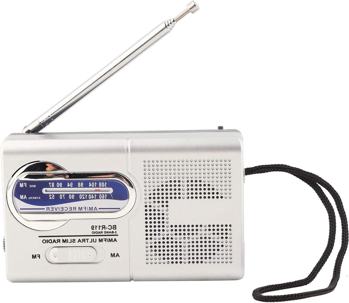 Draagbare Noodradio - AM FM - Buitenactiviteiten - Ingebouwde Luidspreker - Compact Formaat - Zilvergrijs