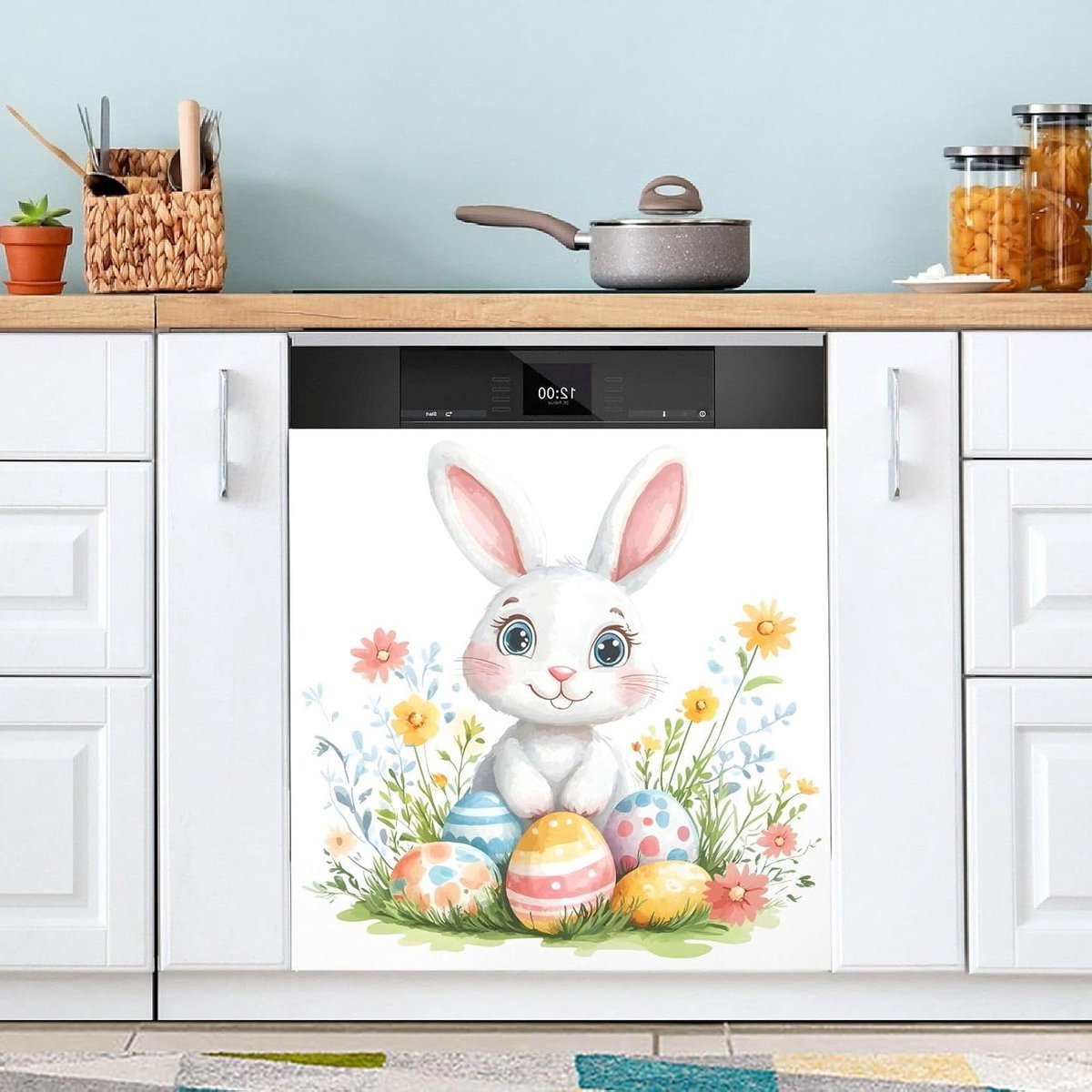 Vaatwasser Magneetdecoratie - Deur Cover - Keuken Decoratie - Probleemloze Toepassing - 58 x 66 cm - Paashaas Eieren