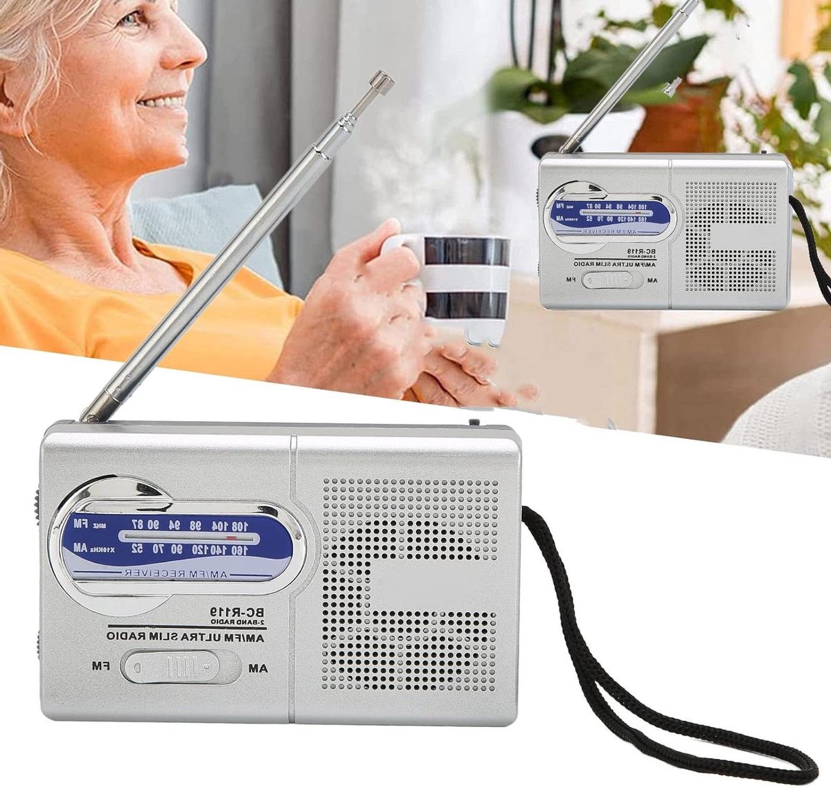 Draagbare Radio - AM FM Ontvanger - Noodsituaties - Hoogwaardige Basluidspreker - 92x56x22 cm - Zilvergrijs