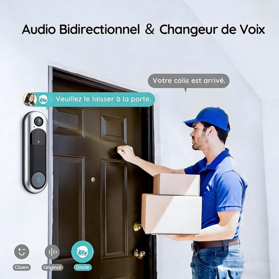 Video Deurbel - Slimme Camera - Huisbeveiliging - 180° Groothoek Lens - 1080p HD - Wit — afbeelding 2