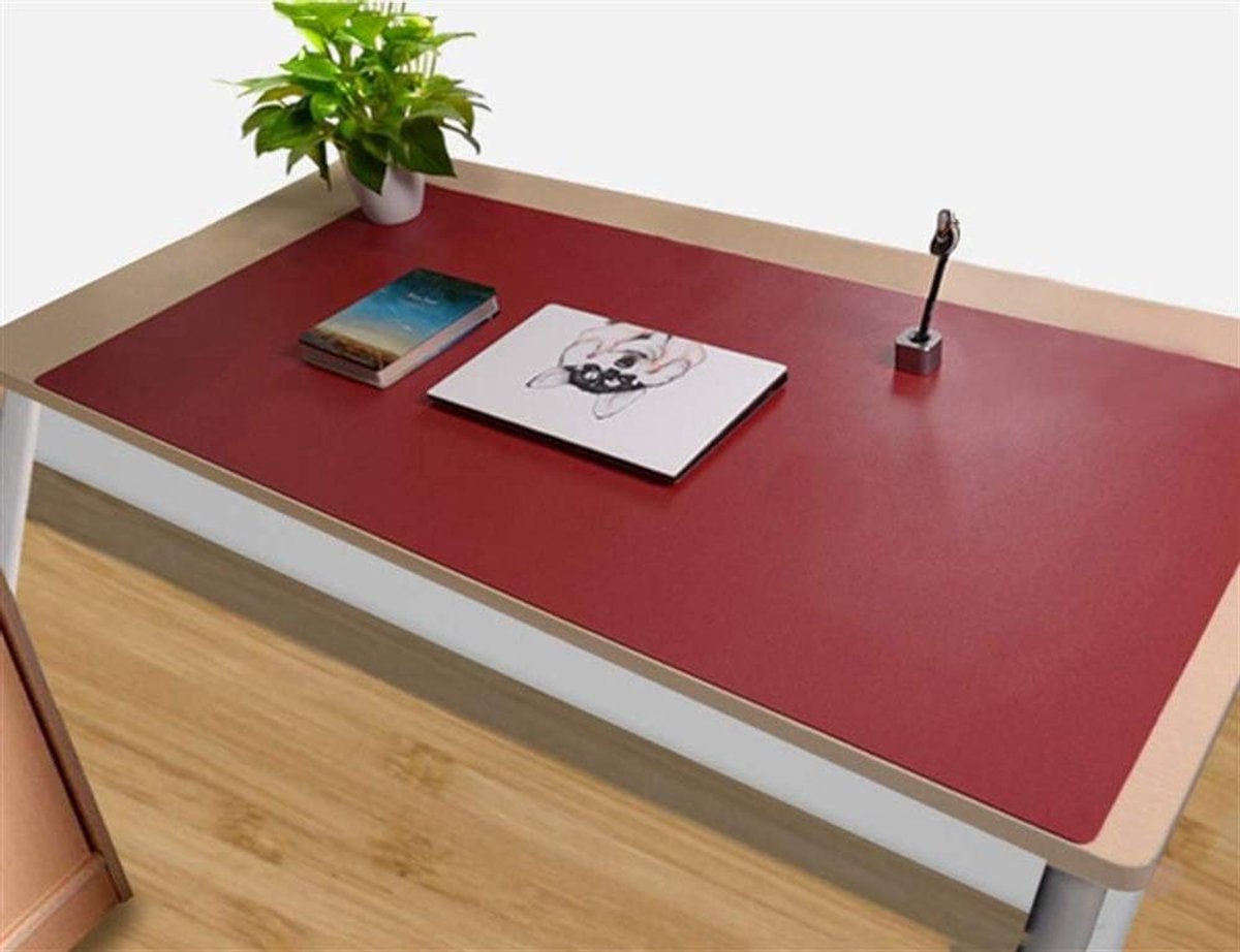 Bureaublad Muismat - Bureauonderlegger Schrijfmat - Bureau Organiseren - Dubbelzijdig Antislip - 100x55cm - Wijnrood