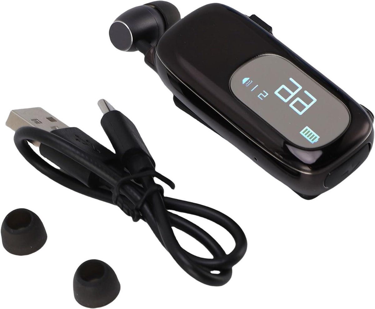 Clip op Bluetooth Headset - Draadloze Oortelefoon Handsfree - Telefoon Gesprekken Voeren - LCD Batterij Weergave - 10 Meter Bereik
