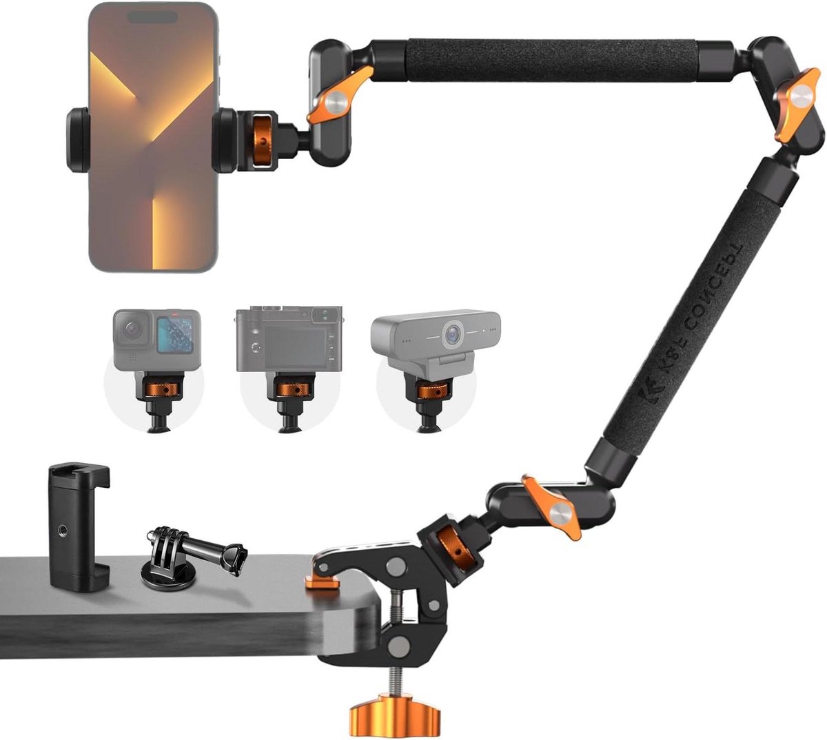 Magic Arm - Verstelbare Arm - Camera Monteren - Dubbele Kogelkop - 22 inch - Oranje