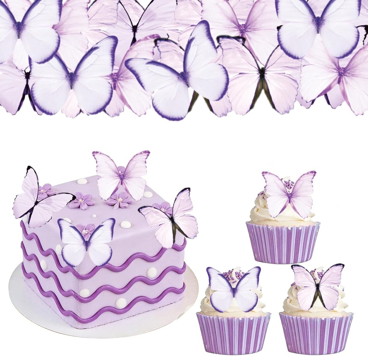 Paarse Vlinders Cupcake Decoratie voor Bruiloften, Verjaardagen en Babyshowers - 48 Stuks voor Lente Feestjes