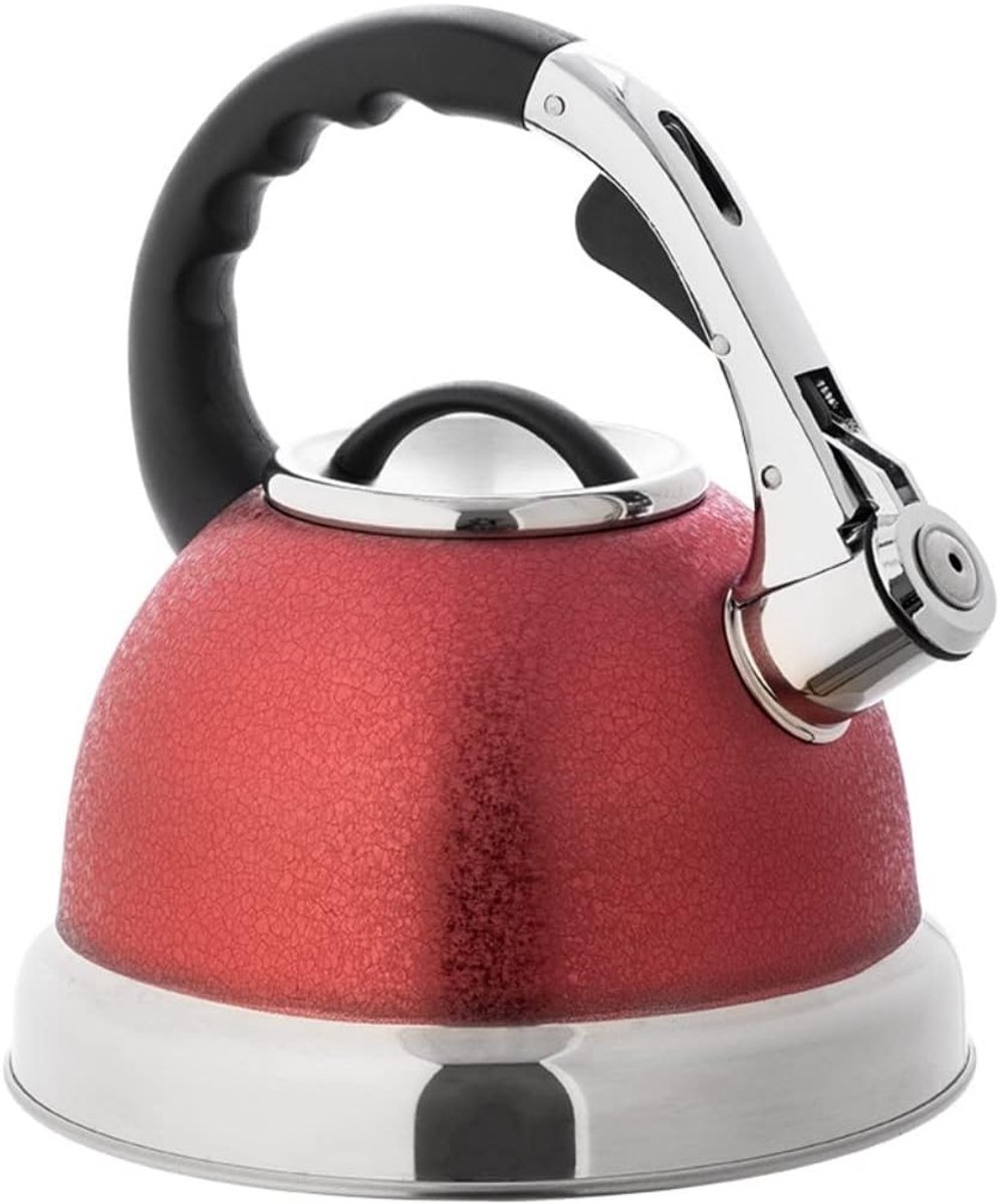 Waterkoker Fluitketel - Theepot Kookplaat - Snel Water Koken - Vergrote Uitloop - 3.5 Liter - Rood