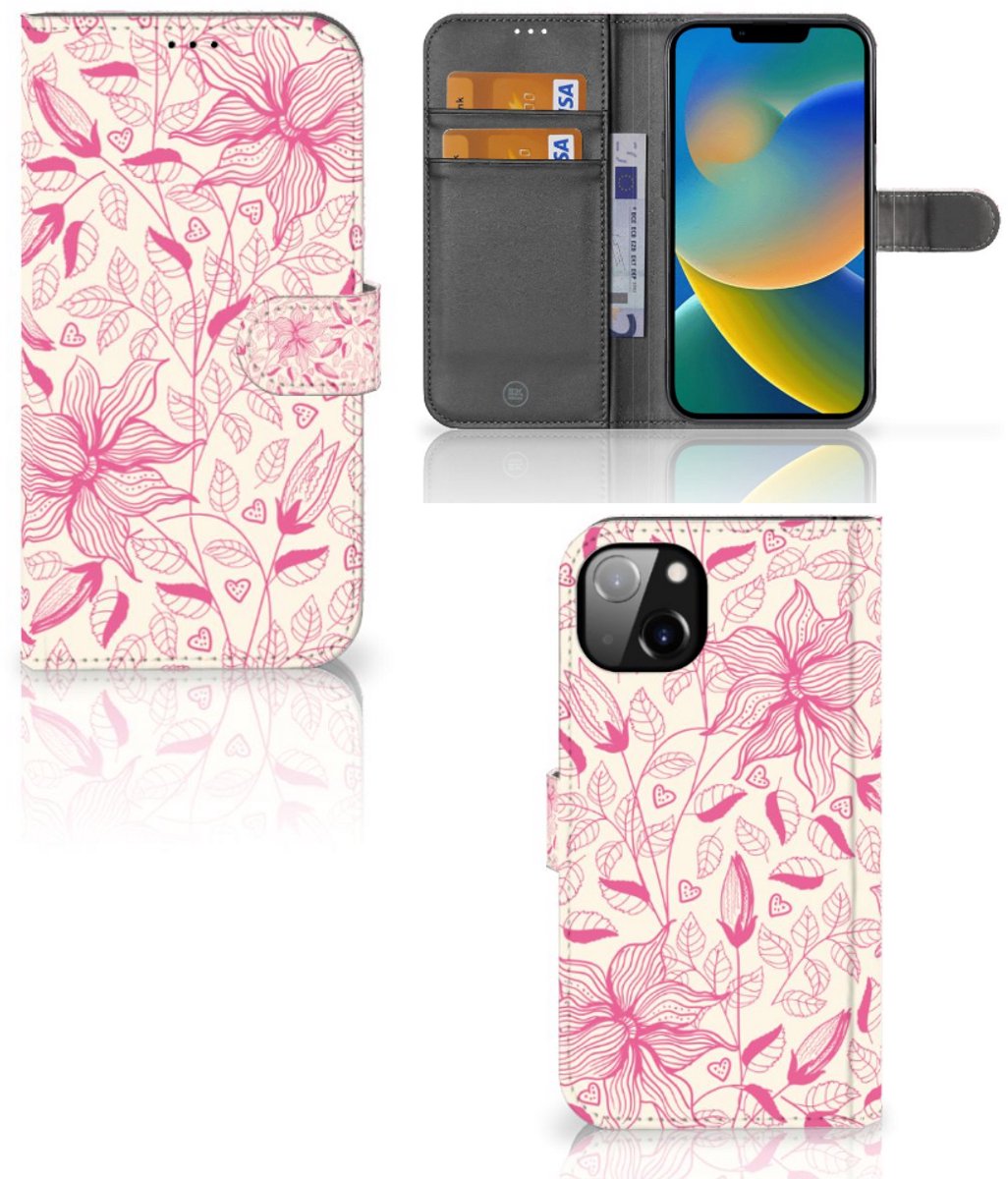 iPhone 14 Plus Hoesje Pink Flowers