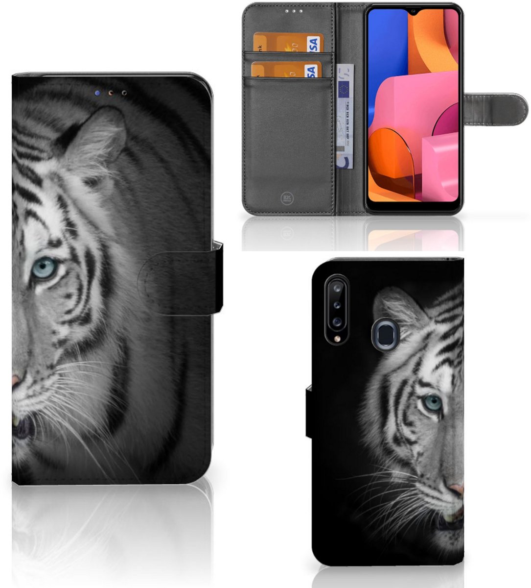 Samsung Galaxy A20s Telefoonhoesje met Pasjes Tijger