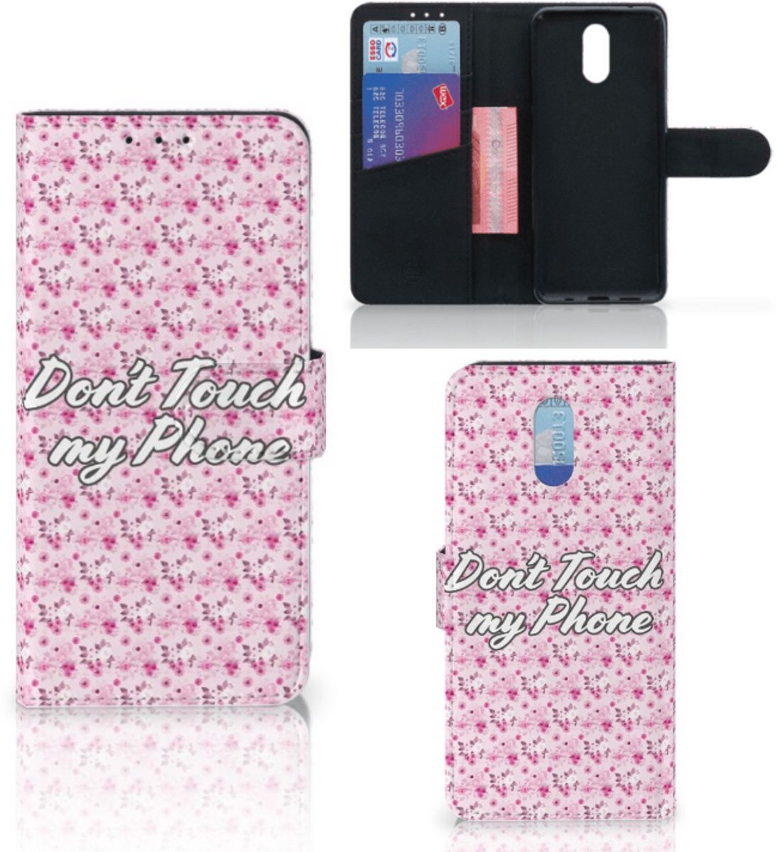 Nokia 2.3 Portemonnee Hoesje Flowers Pink DTMP