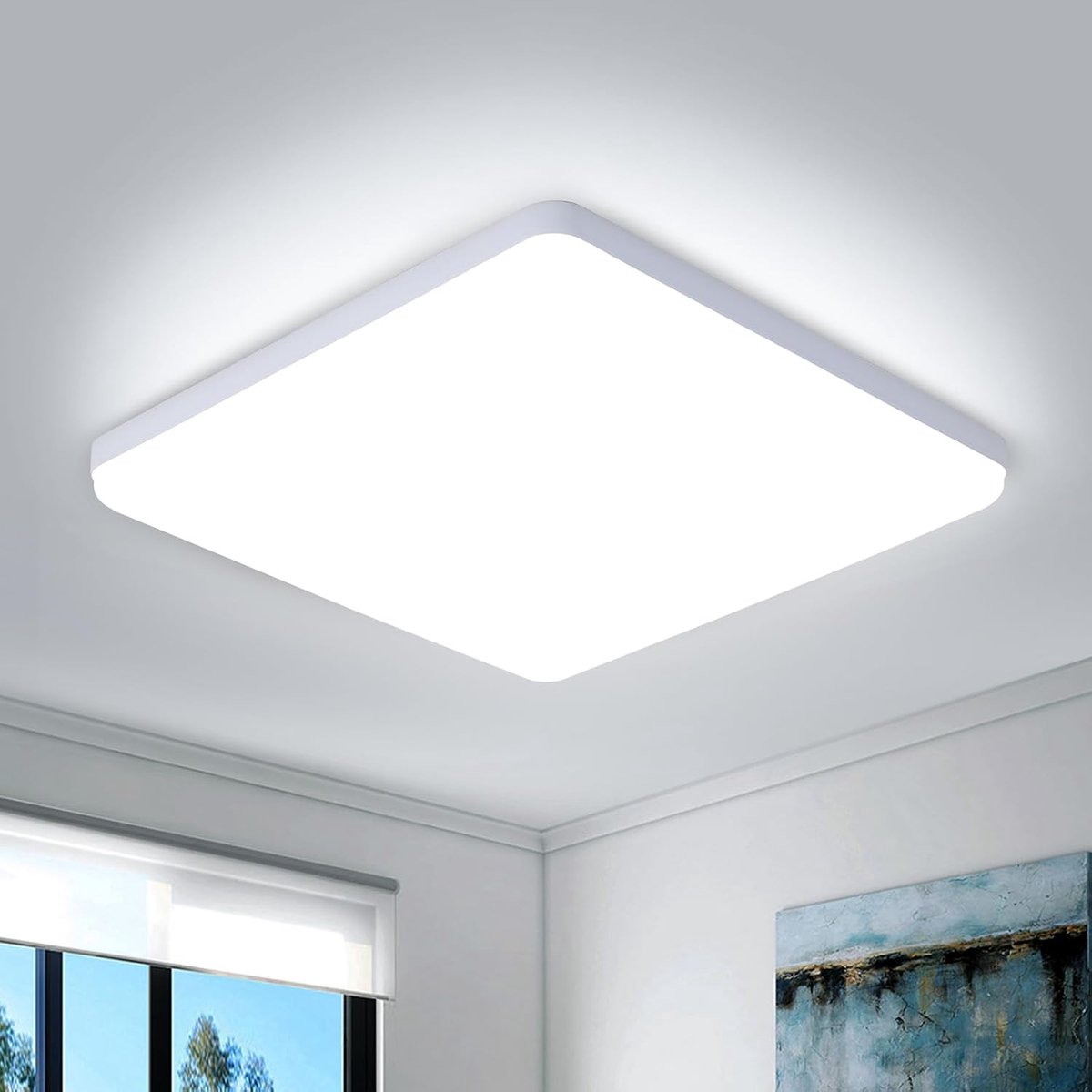 Haobosic - Vierkante LED Plafondlamp - 30 cm Wit - 43W LED - 6500K Koud Wit
