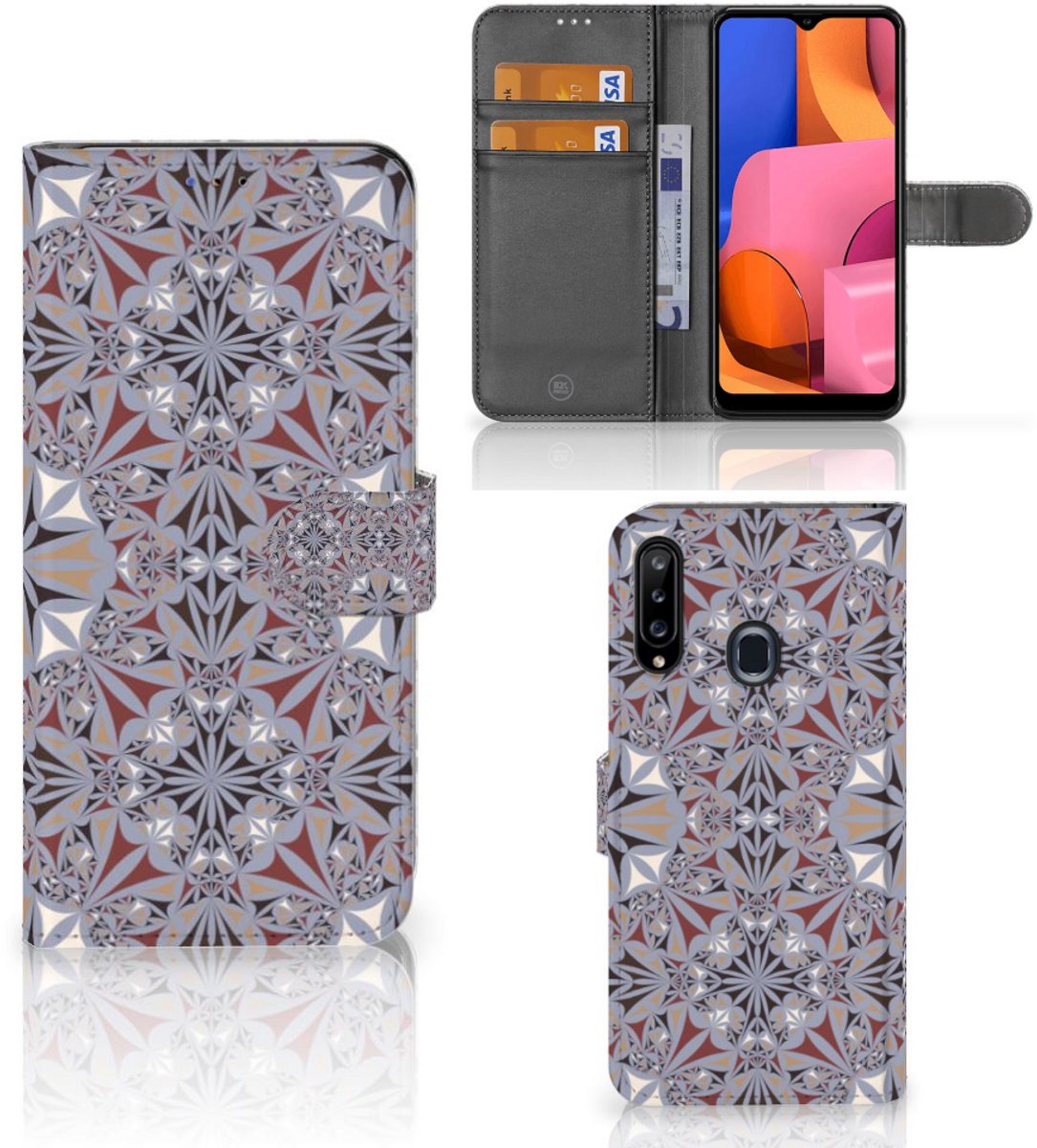 Samsung Galaxy A20s Bookcase Flower Tiles