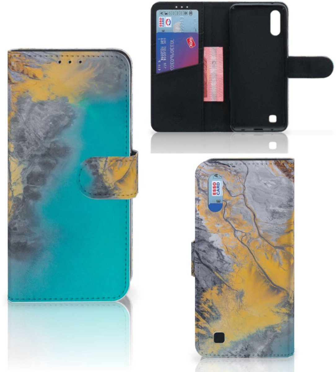 Samsung Galaxy M10 Bookcase Marble Blue Gold