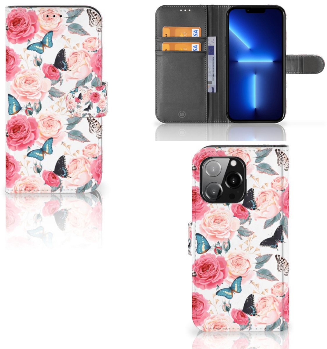 iPhone 13 Pro Hoesje Butterfly Roses