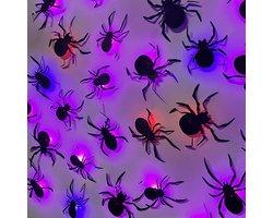 Helloween LED Spin Decoratie Set van 10 Stuks - 3D Luminous Spinnen Wandstickers voor Halloween met 4 Verschillende Maten en Batterijen Inbegrepen