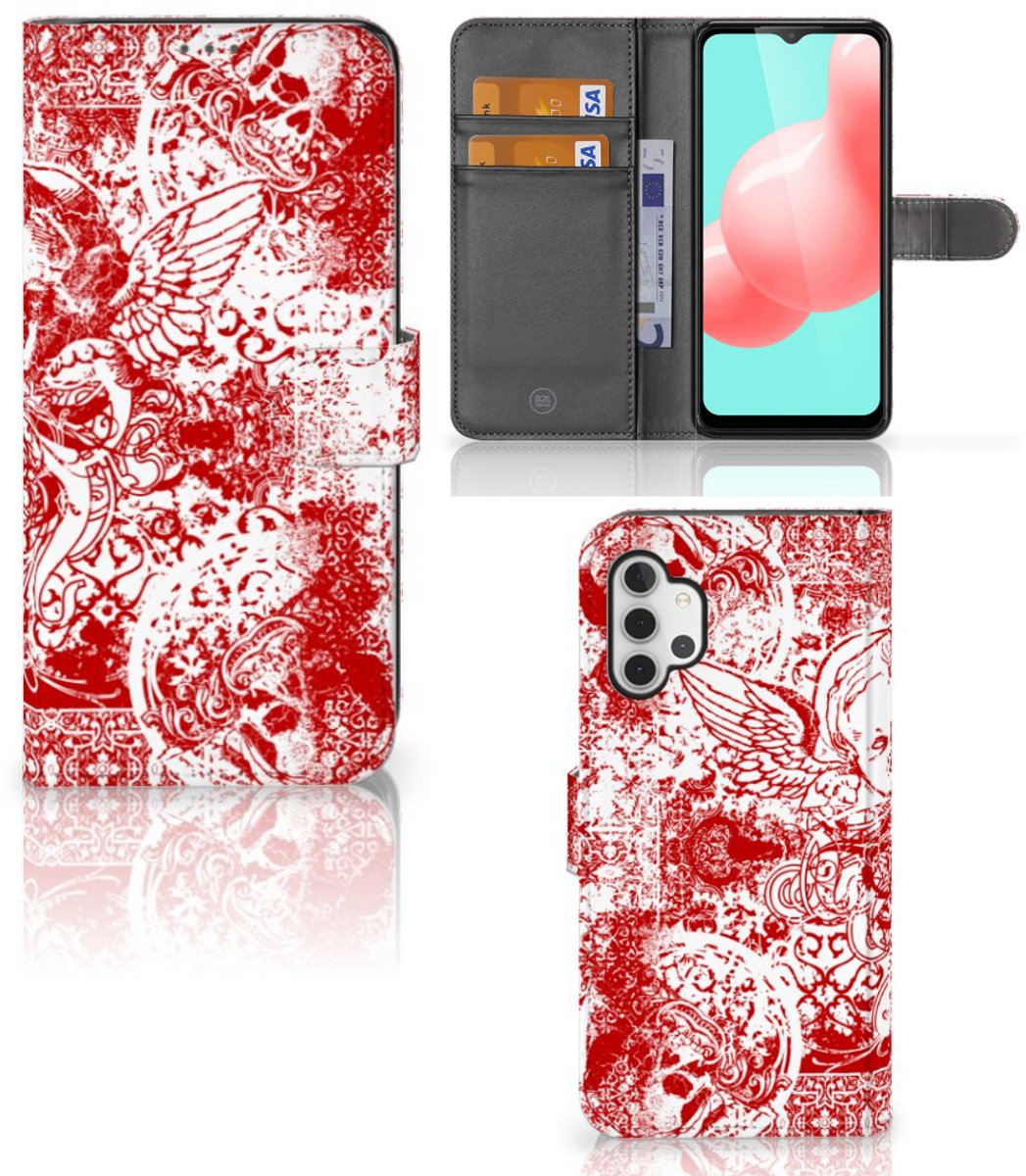 Telefoonhoesje met Naam Samsung Galaxy A32 5G Angel Skull Rood