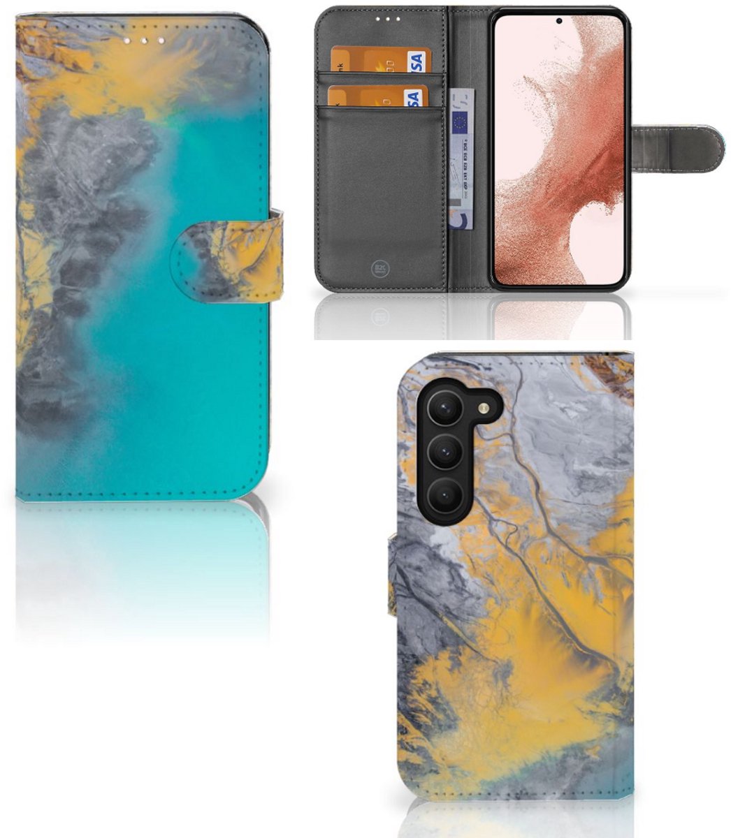 Samsung Galaxy S23 Bookcase Marble Blue Gold