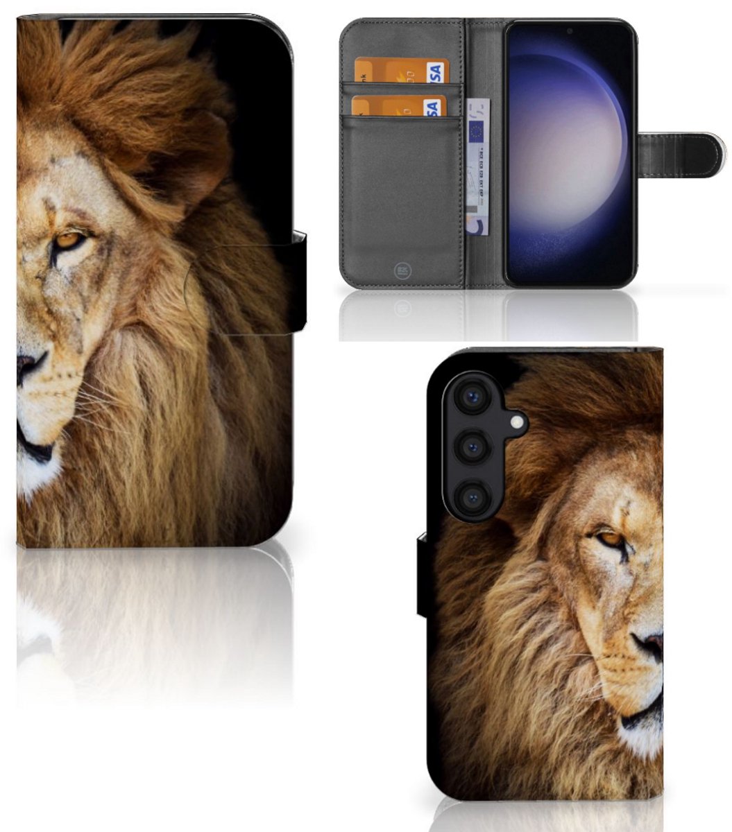 Samsung Galaxy S24 Telefoonhoesje met Pasjes Leeuw