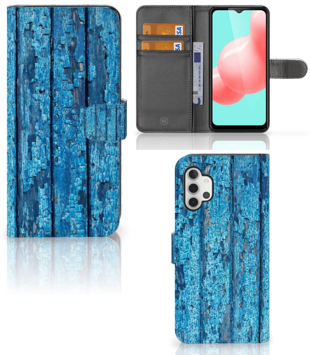 Samsung Galaxy A32 5G Book Style Case Wood Blue