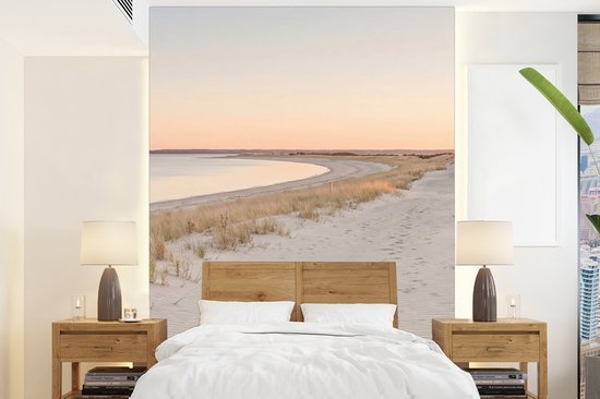 Behang - Fotobehang Kustlijn - Horizon - Hek - Breedte 190 cm x hoogte 260 cm