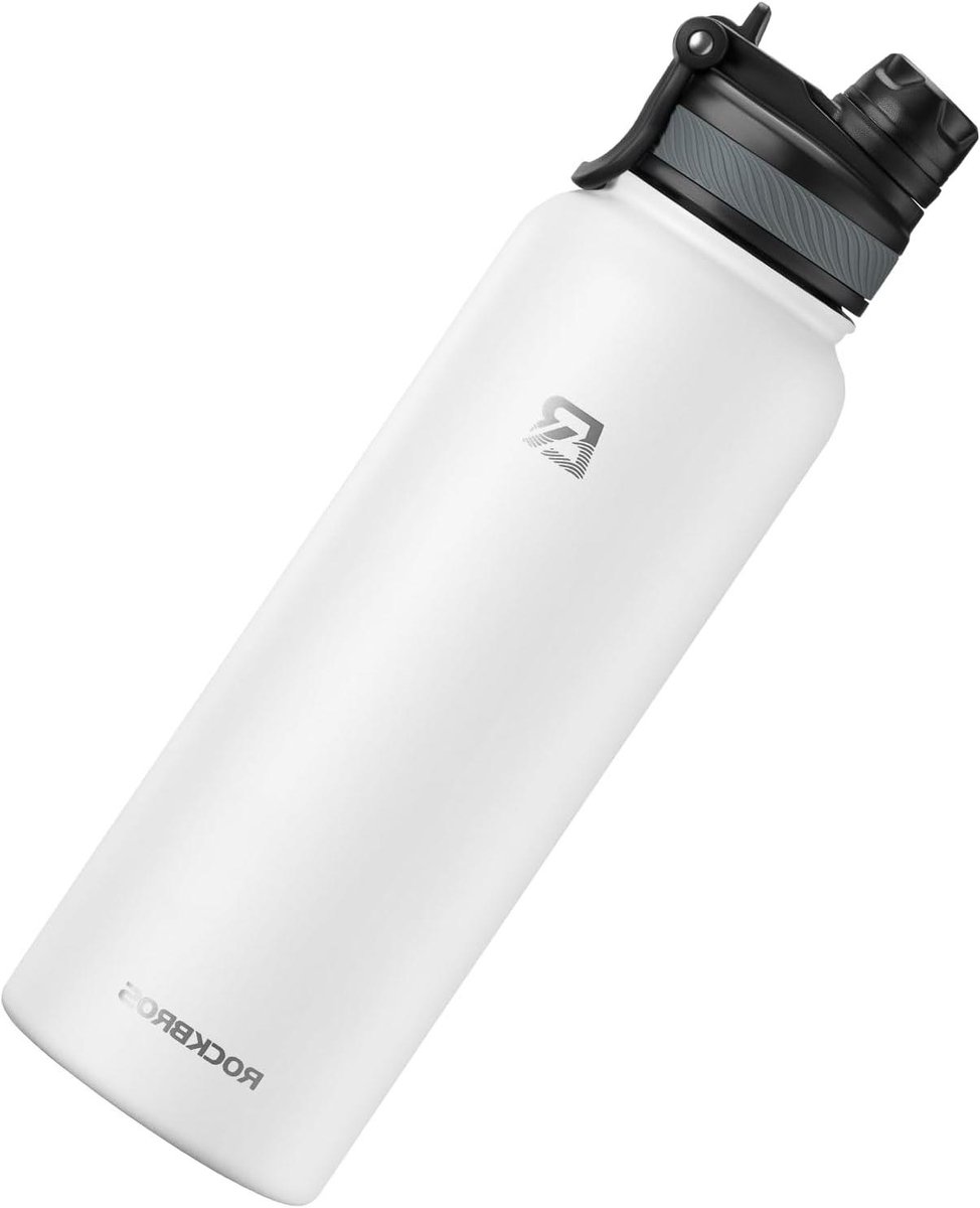 Roestvrijstalen drinkfles - Thermoskan waterfles - Sport en buitenactiviteiten - Vacuüm geïsoleerd lekvrij ontwerp - 550 ml - Wit