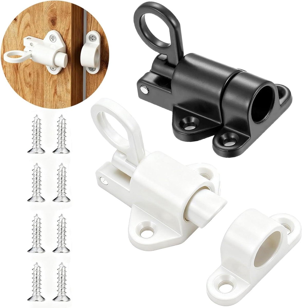 Automatische Deurvergrendelingen - Veerslot Schuifgrendel - Deuren Ramen Beveiligen - Zelfvergrendelend Installeert Snel - 7 x 5 x 2 cm