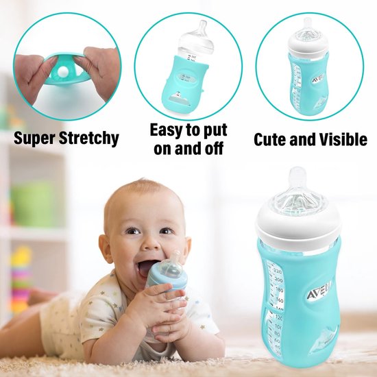 Pack of 3 Silicone Covers for Avent Natural Glass Bottle Holder, Shatterproof Compatible with Philips Avent Natural Glass Bottles, 240 ml (240 ml) — afbeelding 4