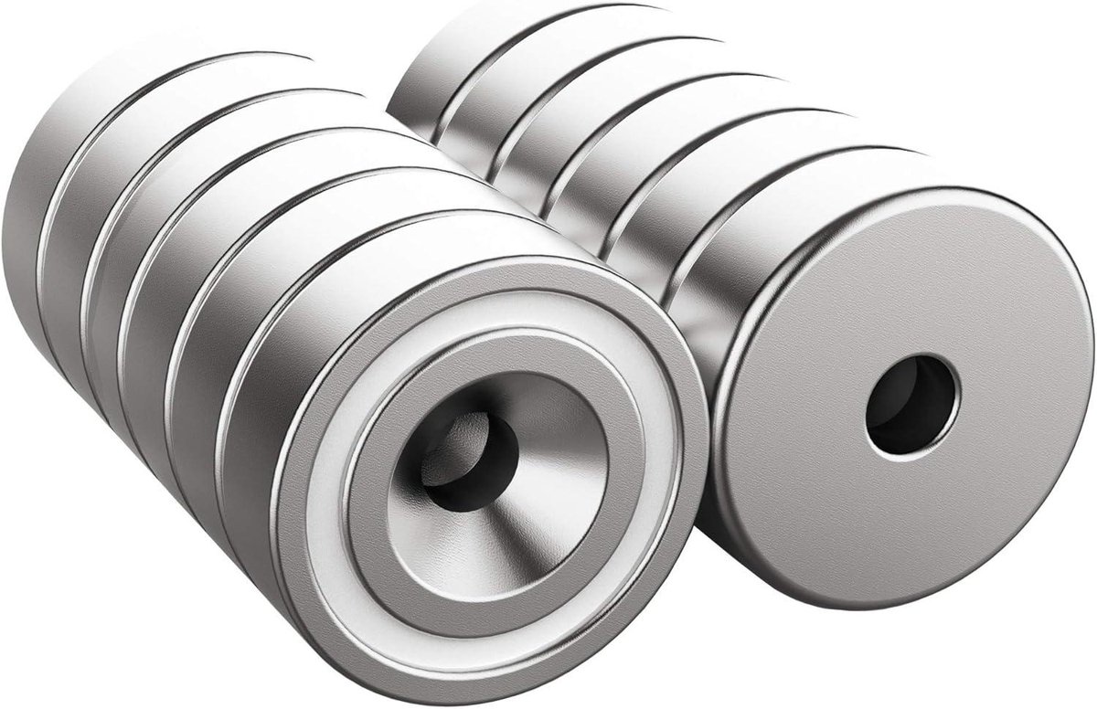 Potmagneten - Verzonken Magnetenen - Sterk Titanium Basis - 2 Stuks - Zilver
