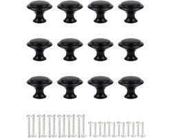 MoHern Zwarte kastknoppen, dressoirknoppen 12 stuks, 1-1/5 "matte keukenknoppen voor kast, badkamerkasthardware, ladetrekkers en knoppen..