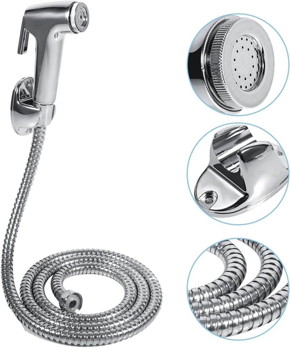 Multifunctionele Handdouche voor Bidet - RVS Toilet Douche met Slanghouder en Verstelbare Waterdruk