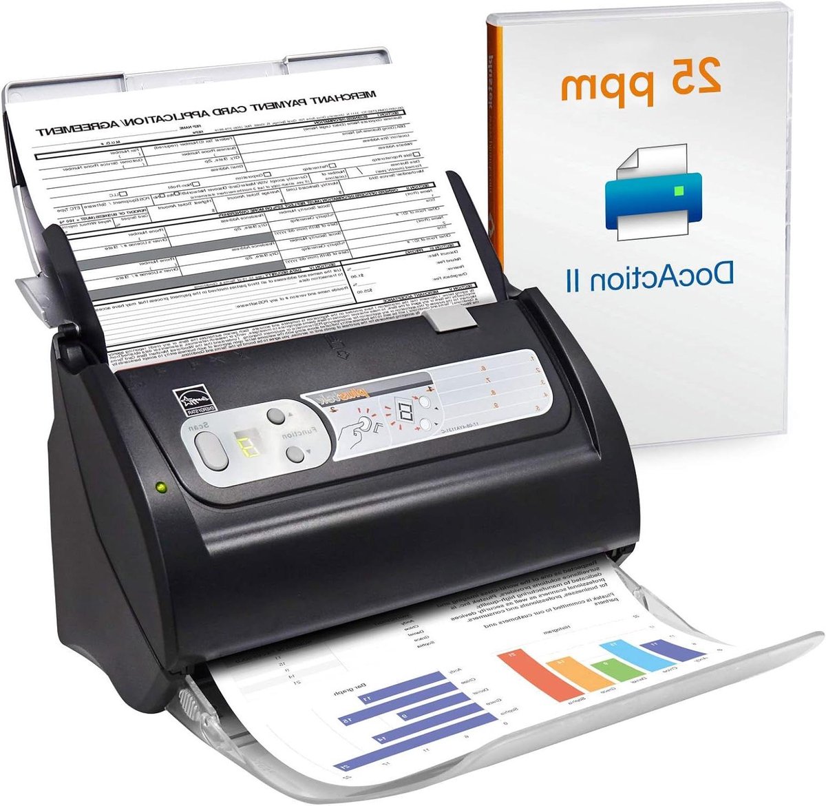 Documentenscanner - Desktop scanner - Papierwerk digitaliseren - Dubbelzijdig scannen - A4 formaat - Zwart