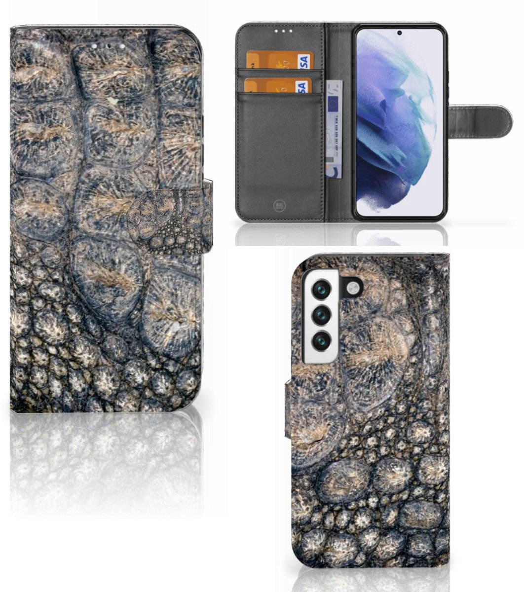 Samsung Galaxy S22 Telefoonhoesje met Pasjes Krokodillenprint