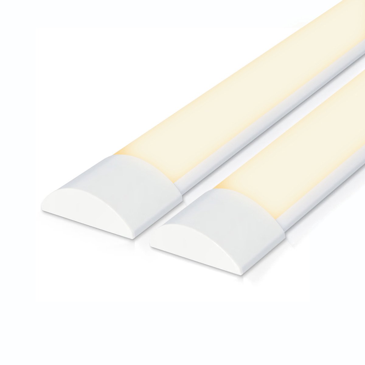 HOFTRONIC Set van 2 LED Batten 120cm rechthoek – 40 Watt 5600 lumen – Warm wit 3000K – Flikkervrij – Polycarbonaat – IP20 – Niet dimbaar – Onderbouwverlichting – LED batten hoftronic