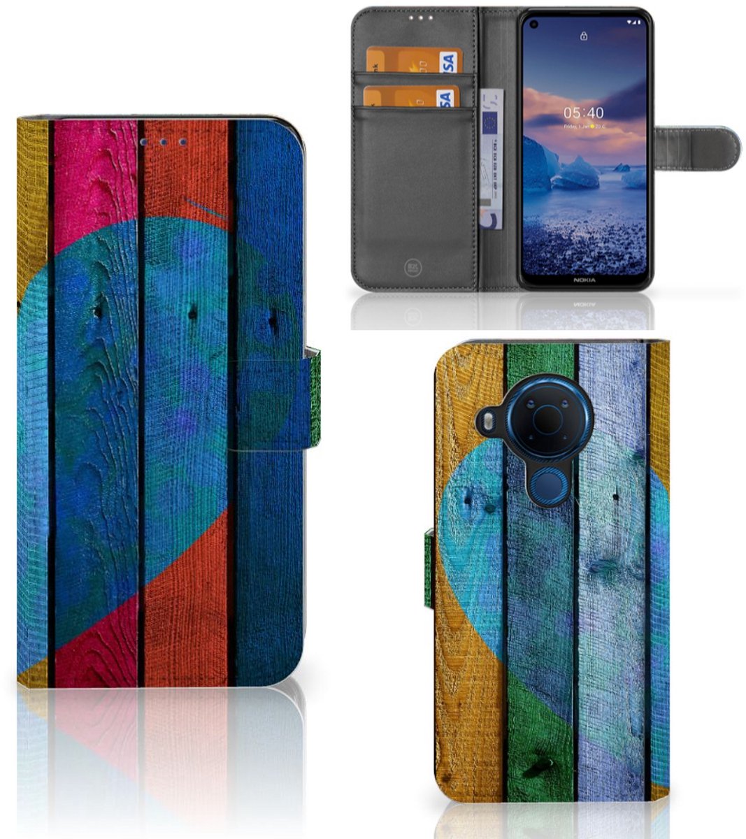 Nokia 5.4 Book Style Case Wood Heart - Cadeau voor je Vriend