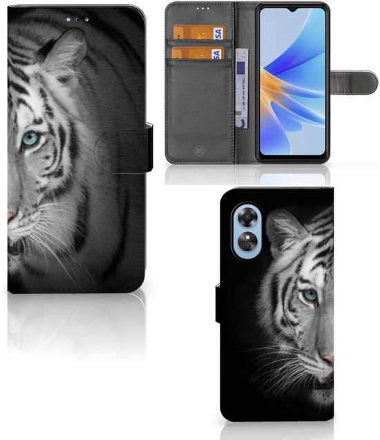 Cuir PU Portefeuille pour OPPO A17 Coque Tigre