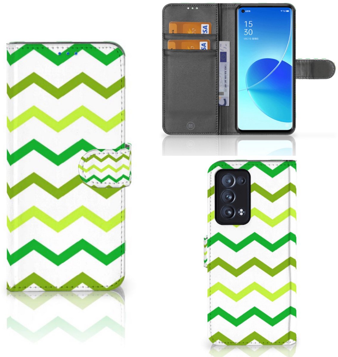 OPPO Reno 6 Pro Plus 5G Telefoon Hoesje Zigzag Groen