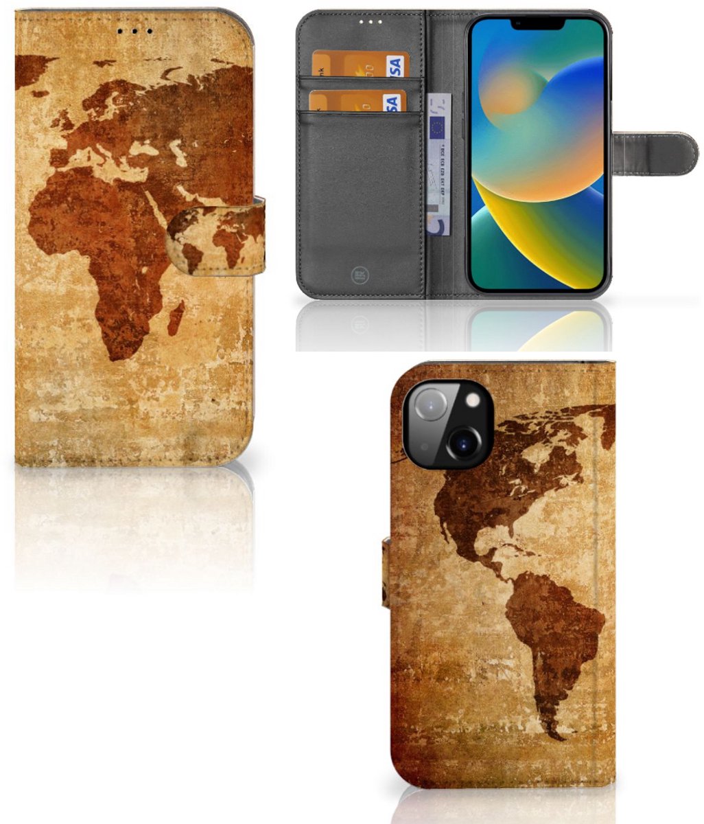 iPhone 14 Plus Flip Cover Wereldkaart