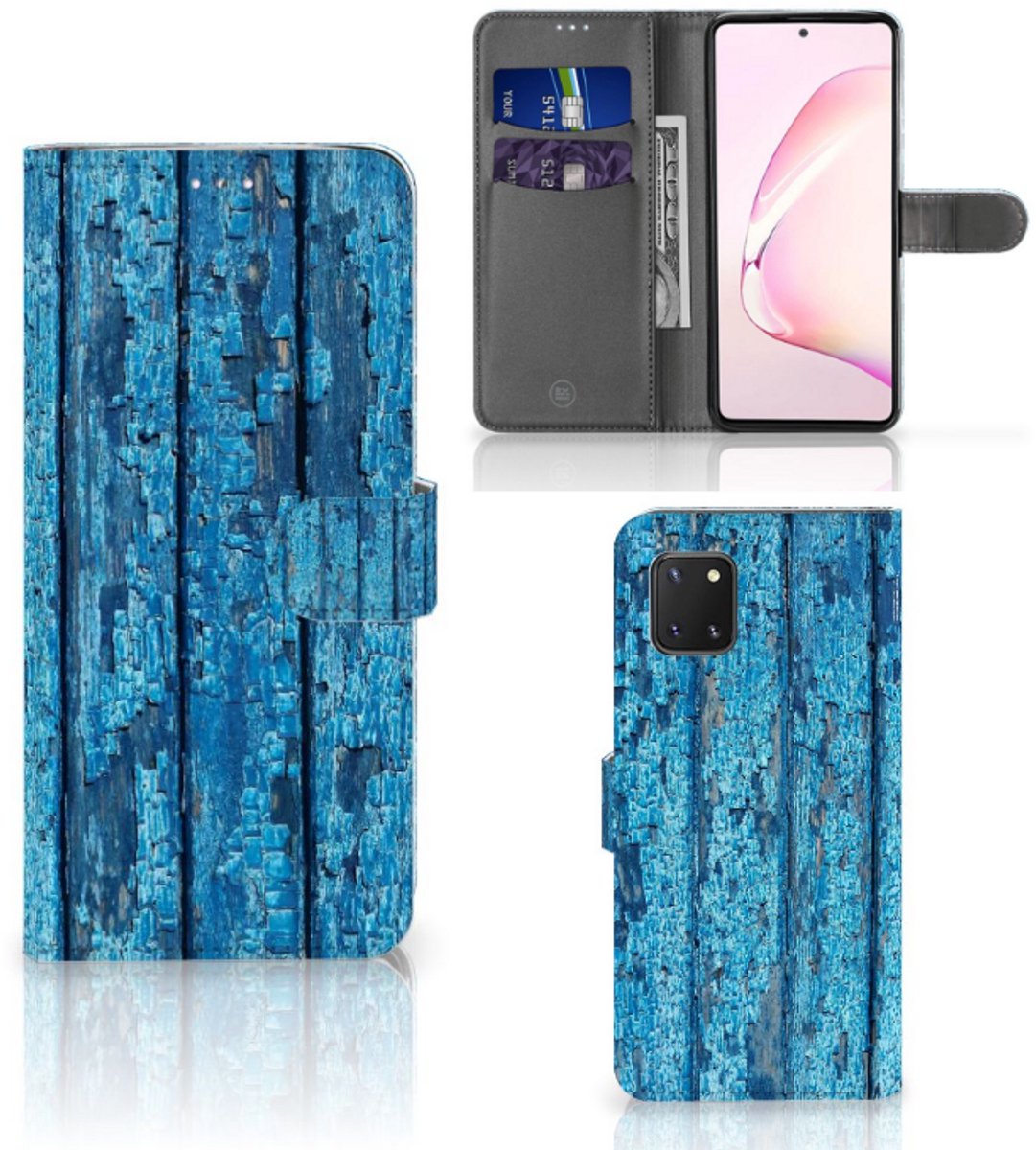 Samsung Note 10 Lite Book Style Case Wood Blue