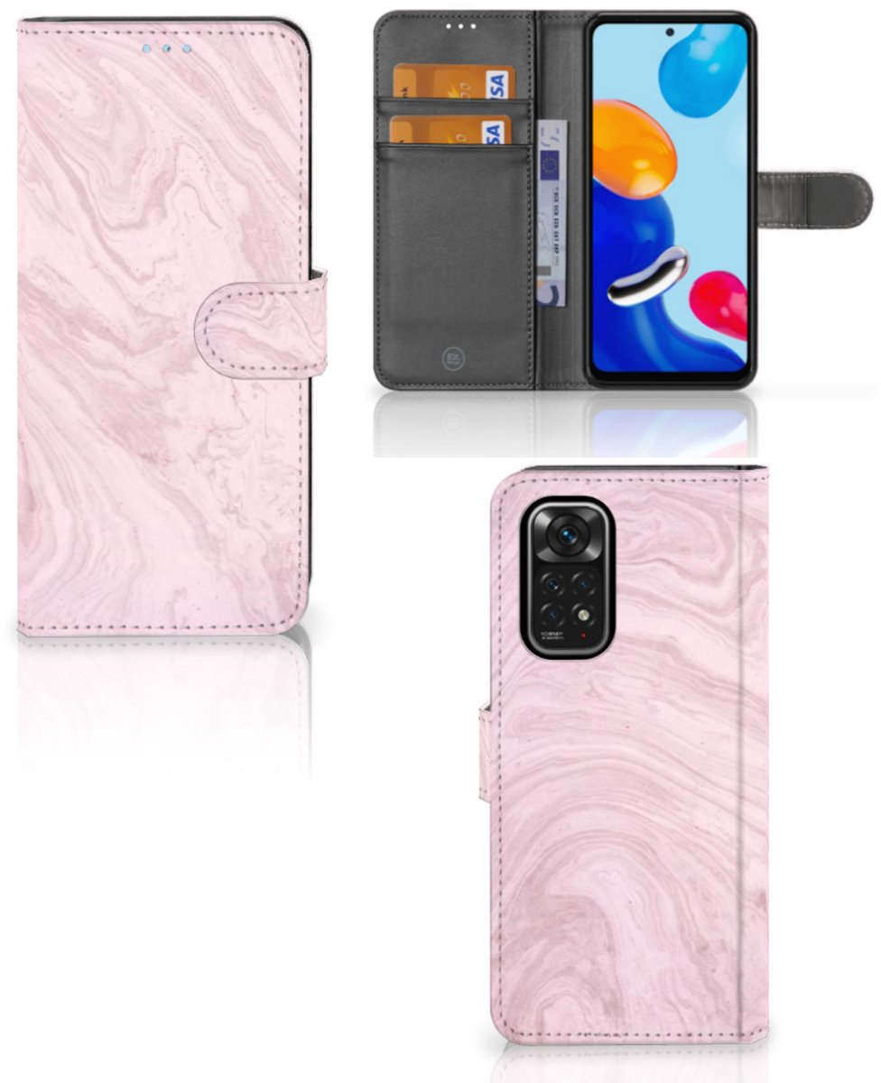 Xiaomi Redmi Note 11/11S Bookcase Marble Pink - Origineel Cadeau Vriendin