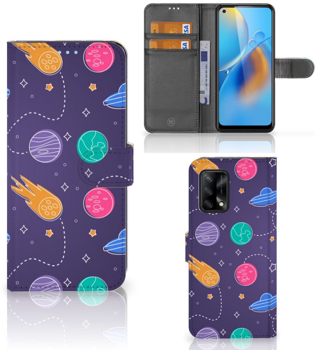 OPPO A74 4G Wallet Case met Pasjes Space