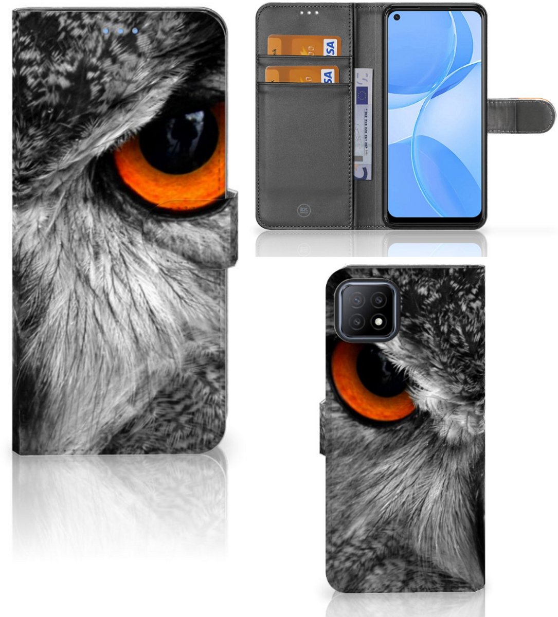 OPPO A73 5G Telefoonhoesje met Pasjes Uil