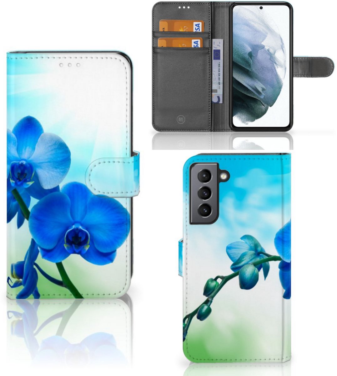 Samsung Galaxy S21 FE Hoesje Orchidee Blauw - Cadeau voor je Moeder