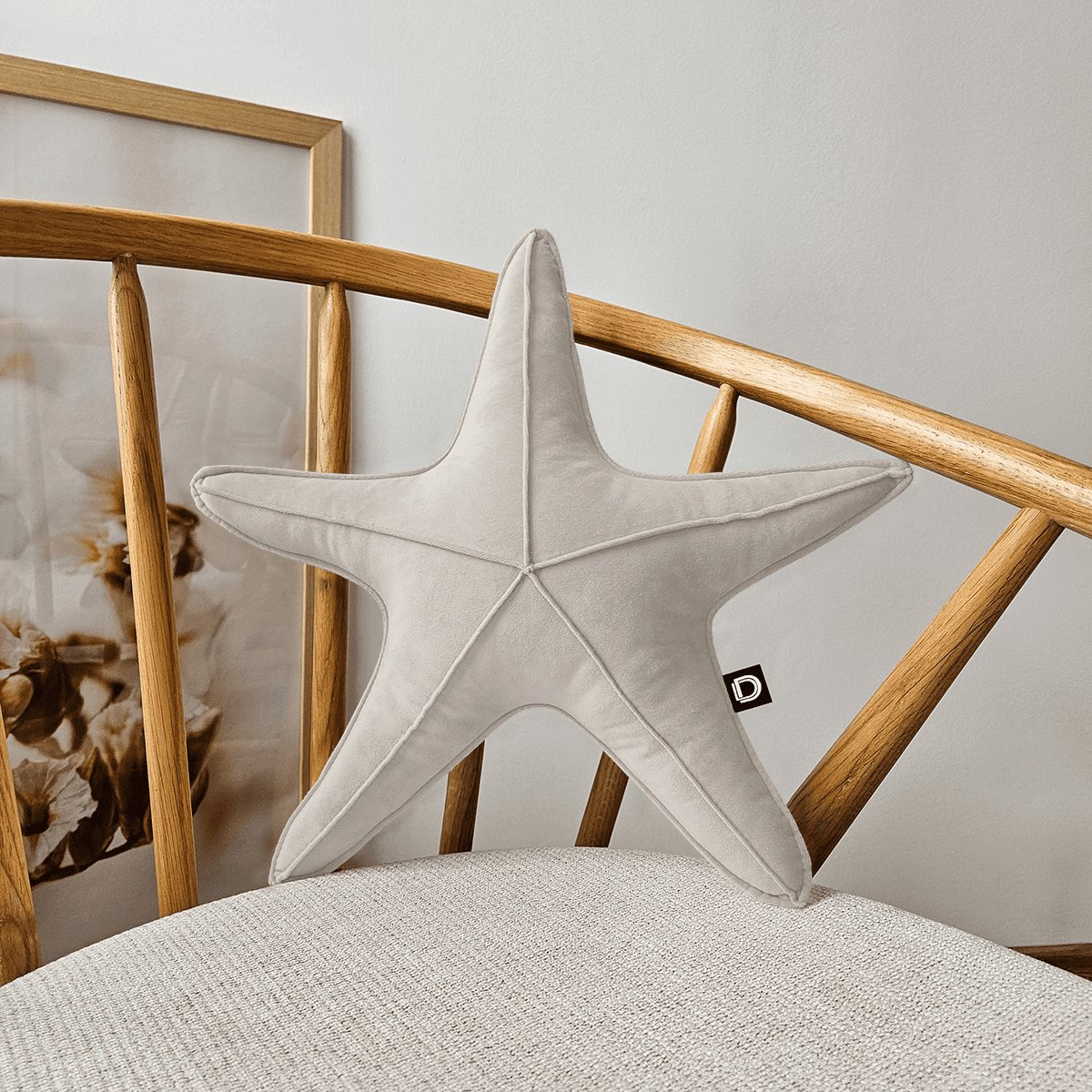 Decordruk VELVET Serie - Sierkussen - Stervorm - Beige - 43cm