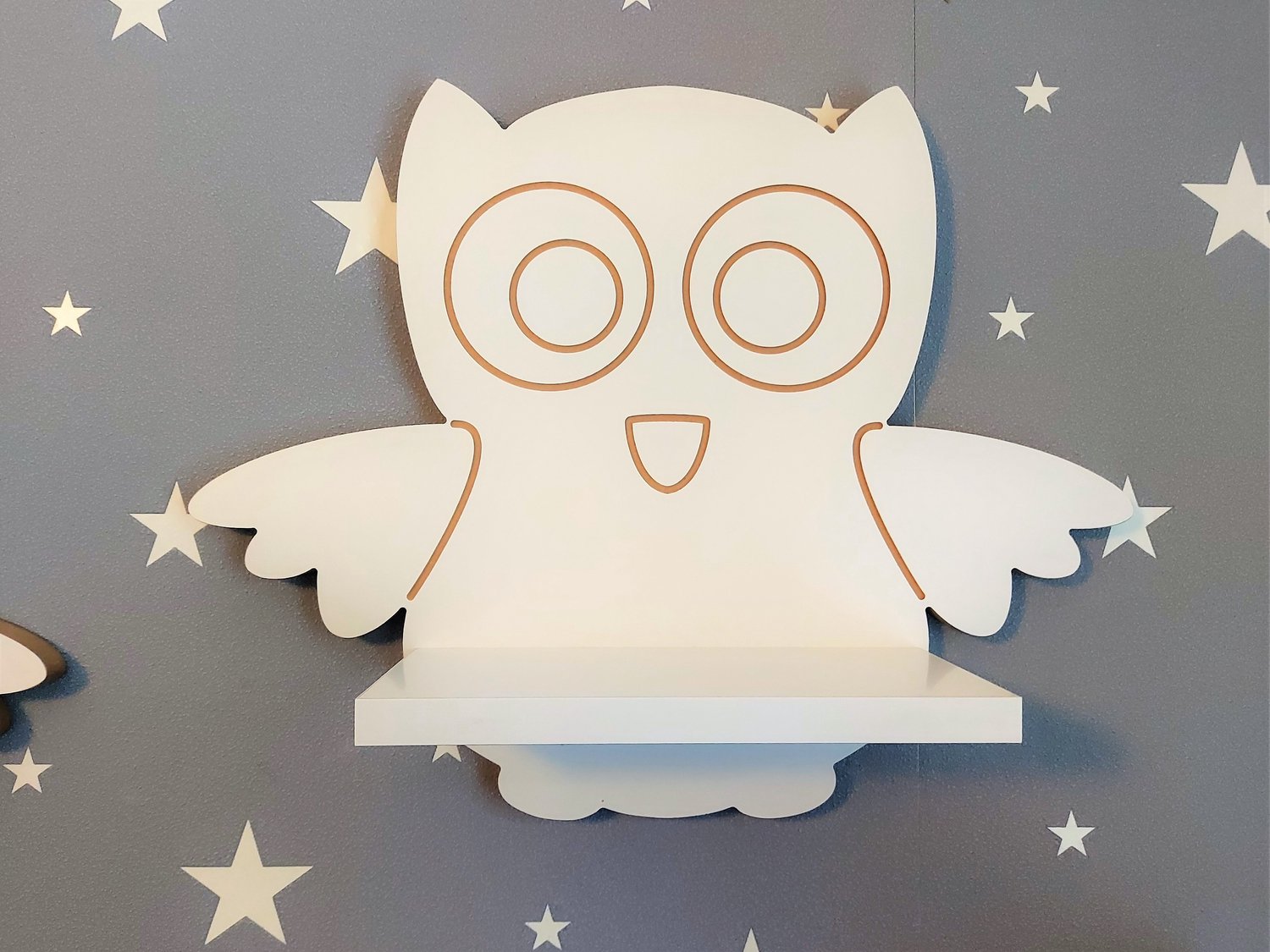 Houten Uil Boekenplank voor Kinderkamer - Bosdieren Thema