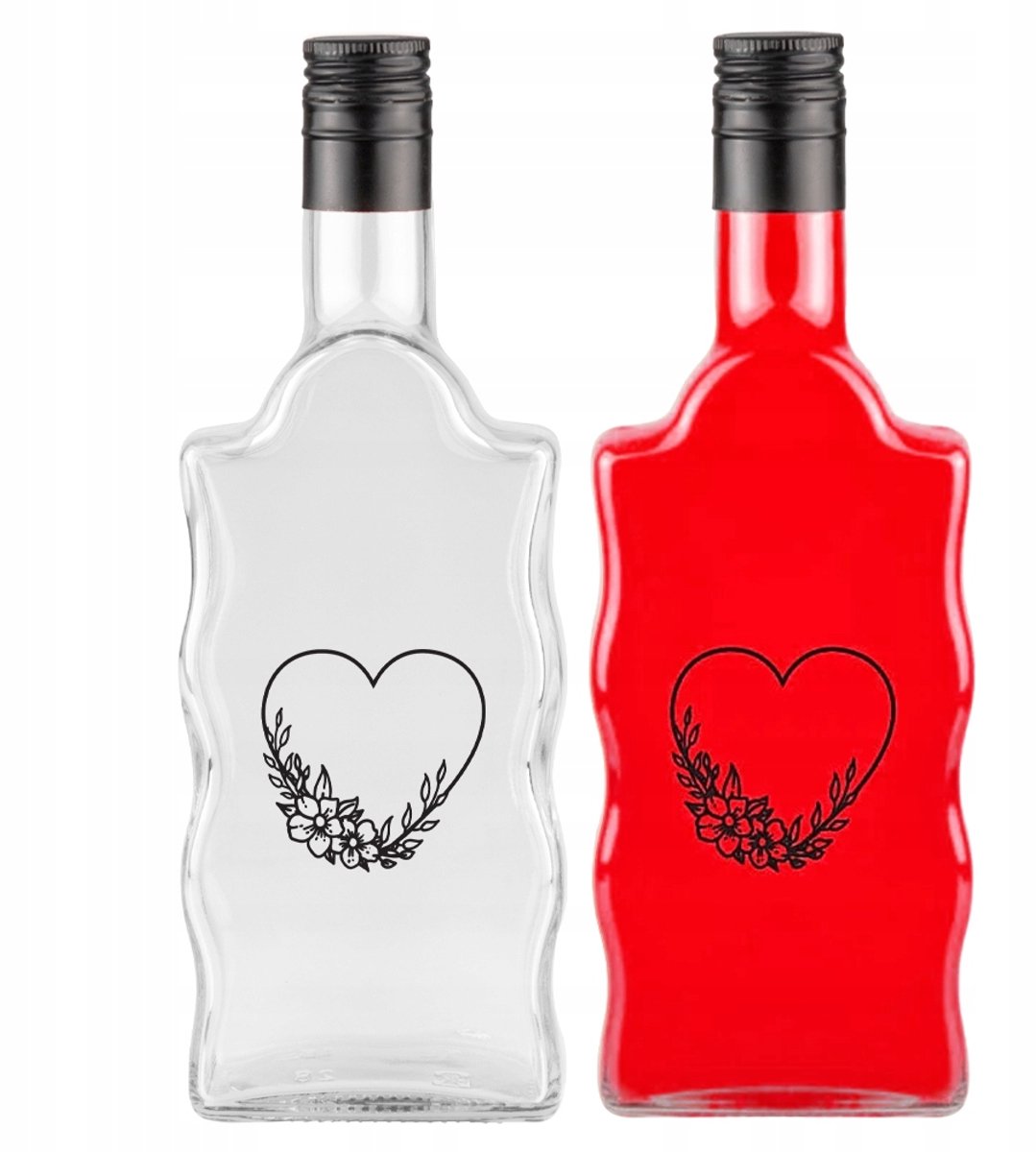 Bimberek FALA - Decoratieve Fles - 500 ml - Hartvormige Omslag - Glazen Constructie